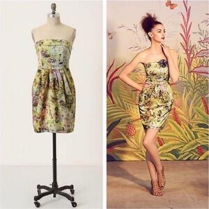 Anthropologie McGinn Strapless Multicolor Dress